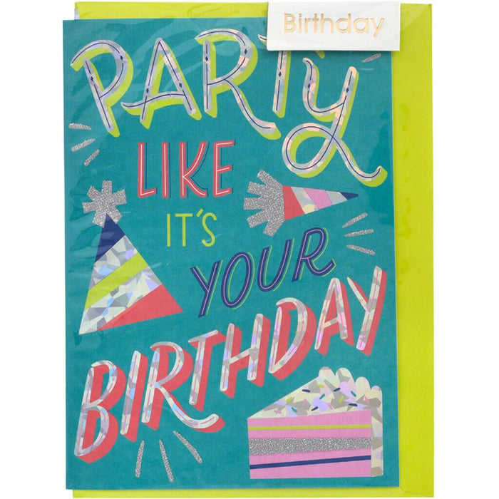 Party Like It's Your B-Day Birthday Card with Gold Foil