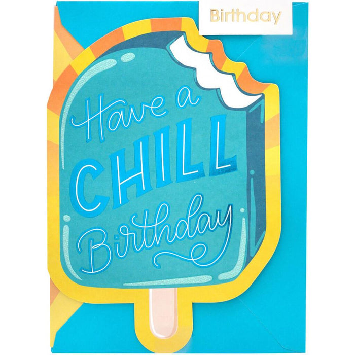 Chill Birthday Greeting Card with Blue Foil & Glitter