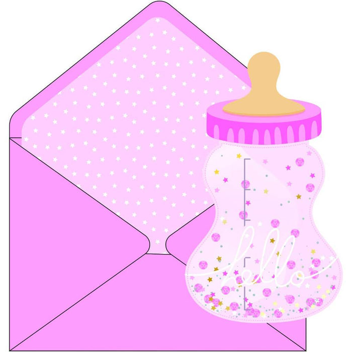 Baby Girl Bottle Shaker Greeting Card 5x7