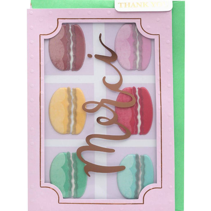 Merci Macarons Thank You Greeting Card with Rose Gold Foil