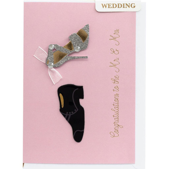 Wedding Shoes Greeting Card with Glitter & Foil Embellishments