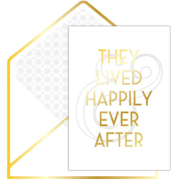 Happily Ever After Wedding Greeting Card with Gold Foil