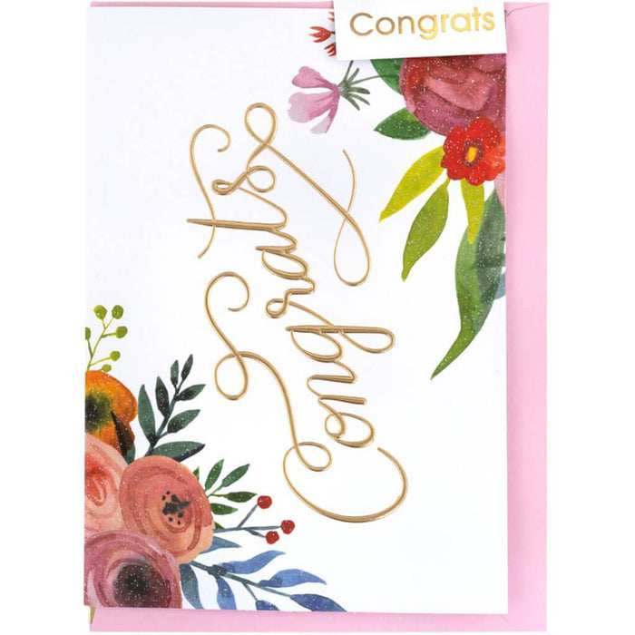Floral Thinking of You Greeting Card with Gold Foil & Embossing
