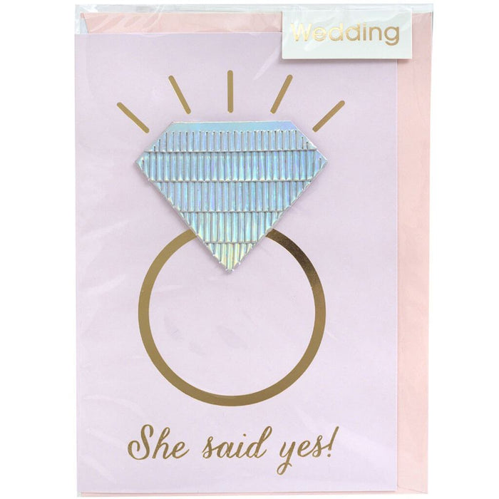 Fringe Ring Wedding Greeting Card with Gold & Holographic Foil