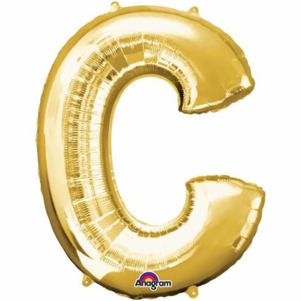 Mini Shape Foil Balloon Letter C 16in Gold