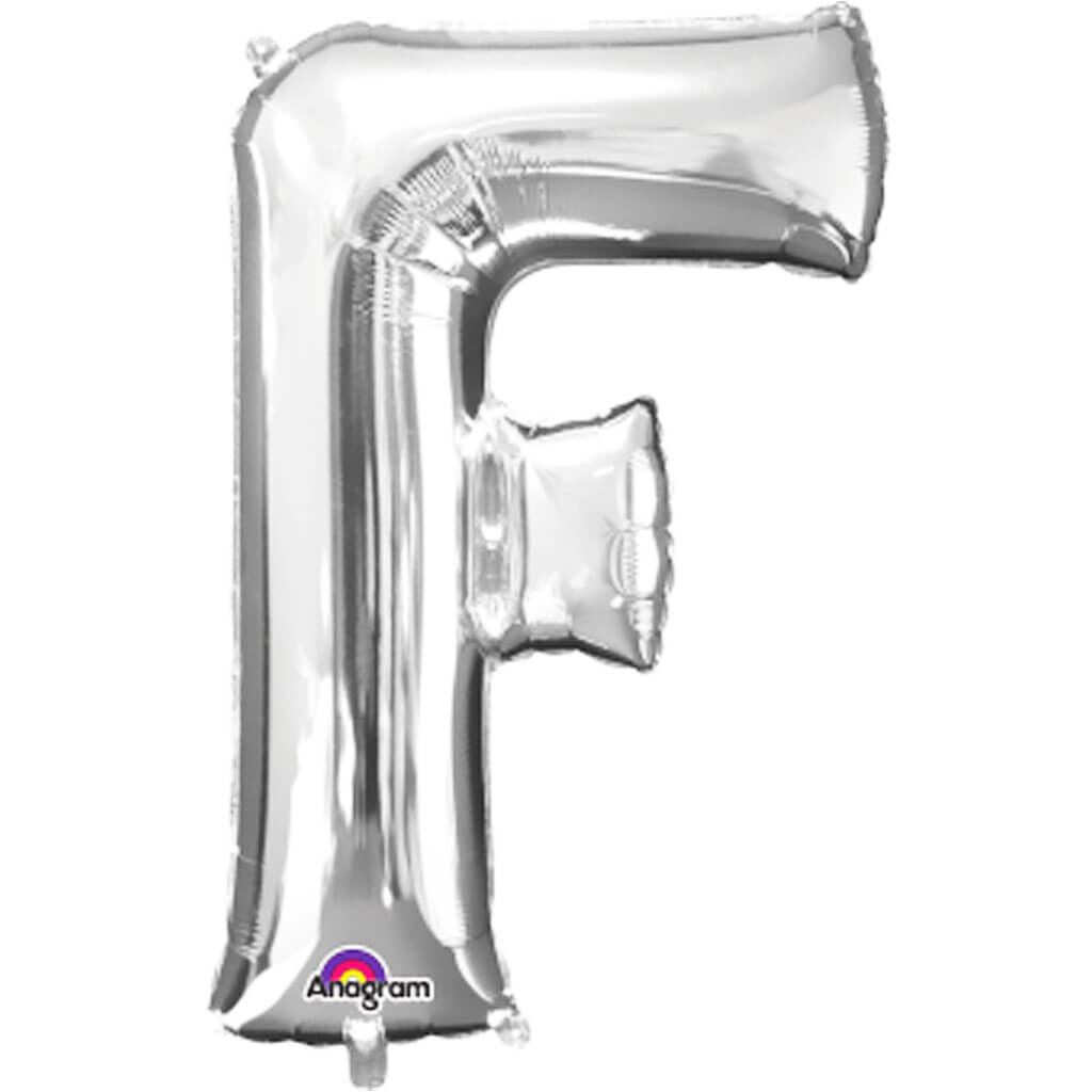 Mini Shape Foil Balloon Letter F 16in Silver