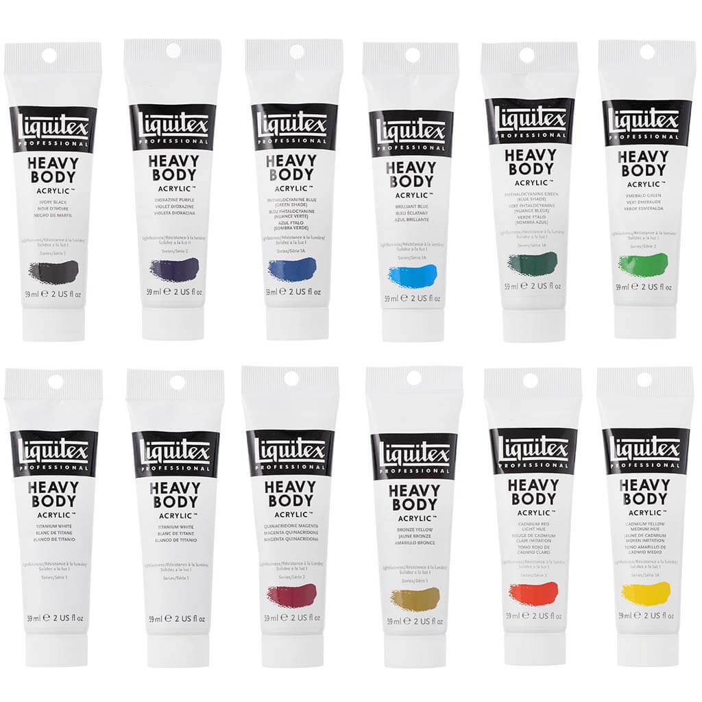 Liquitex Heavy Body Artist Acrylics Studio Set of 12 Colors 2oz