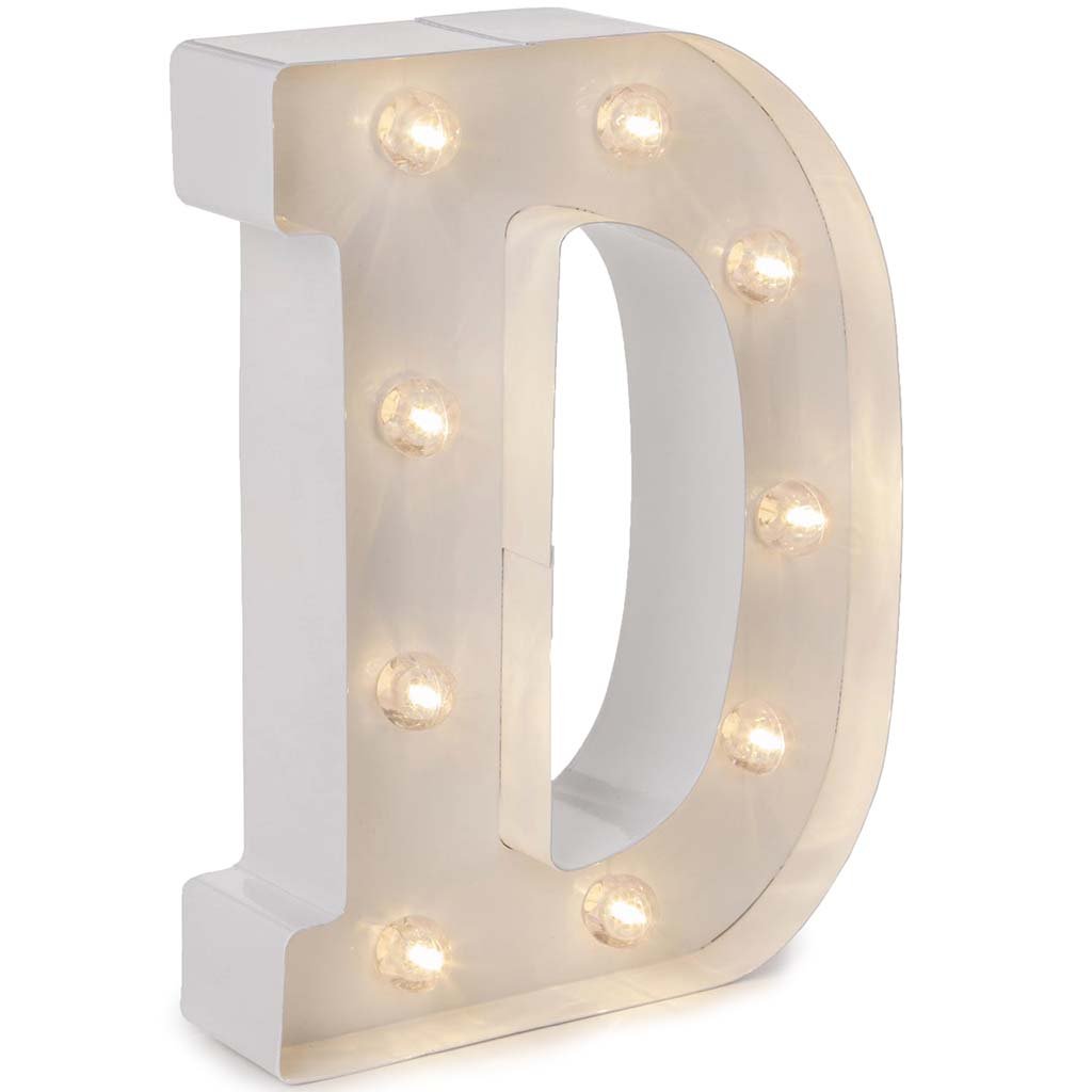 Metal Marquee Letter D White, 9.87in