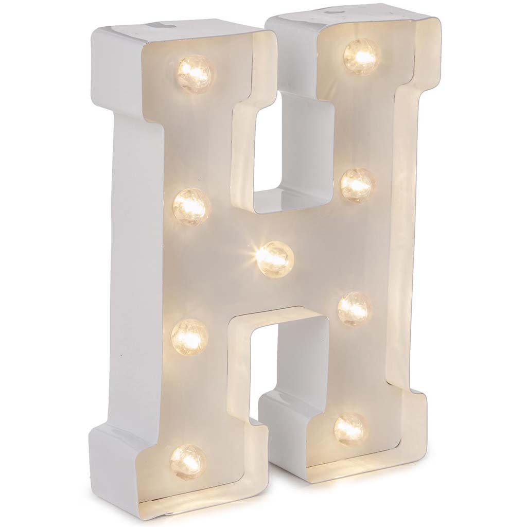 Metal Marquee Letter H White, 9.87in