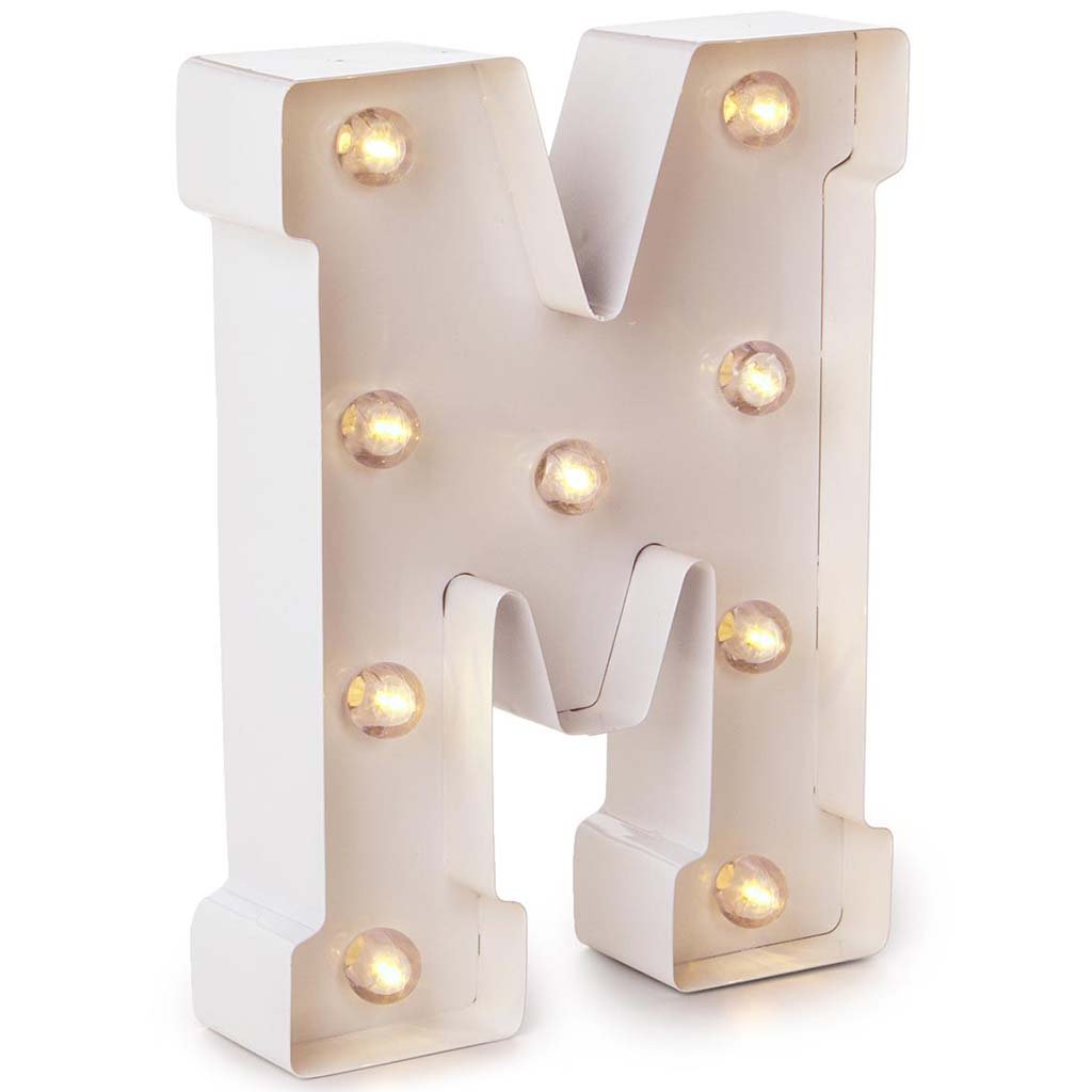 Metal Marquee Letter M White, 9.87in