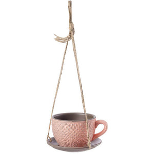 Tea Cup Saucer with Rope, Coral