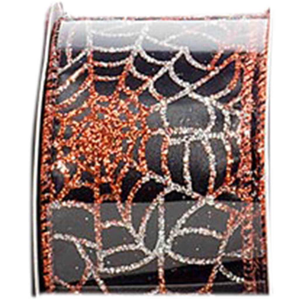 Halloween Ribbon 2.5in Spider Web 25ft Black