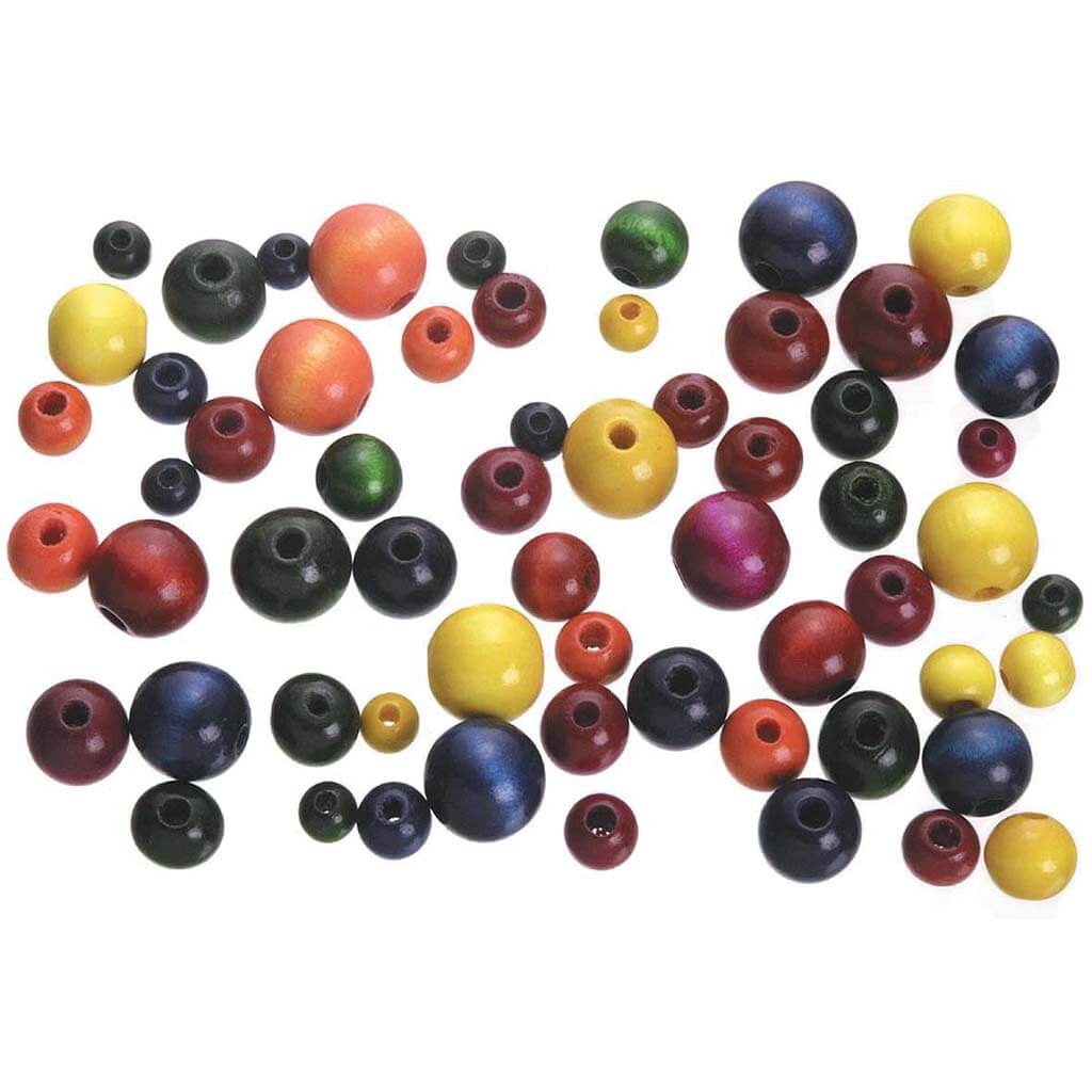 Round Wood Beads Assorted 150pc