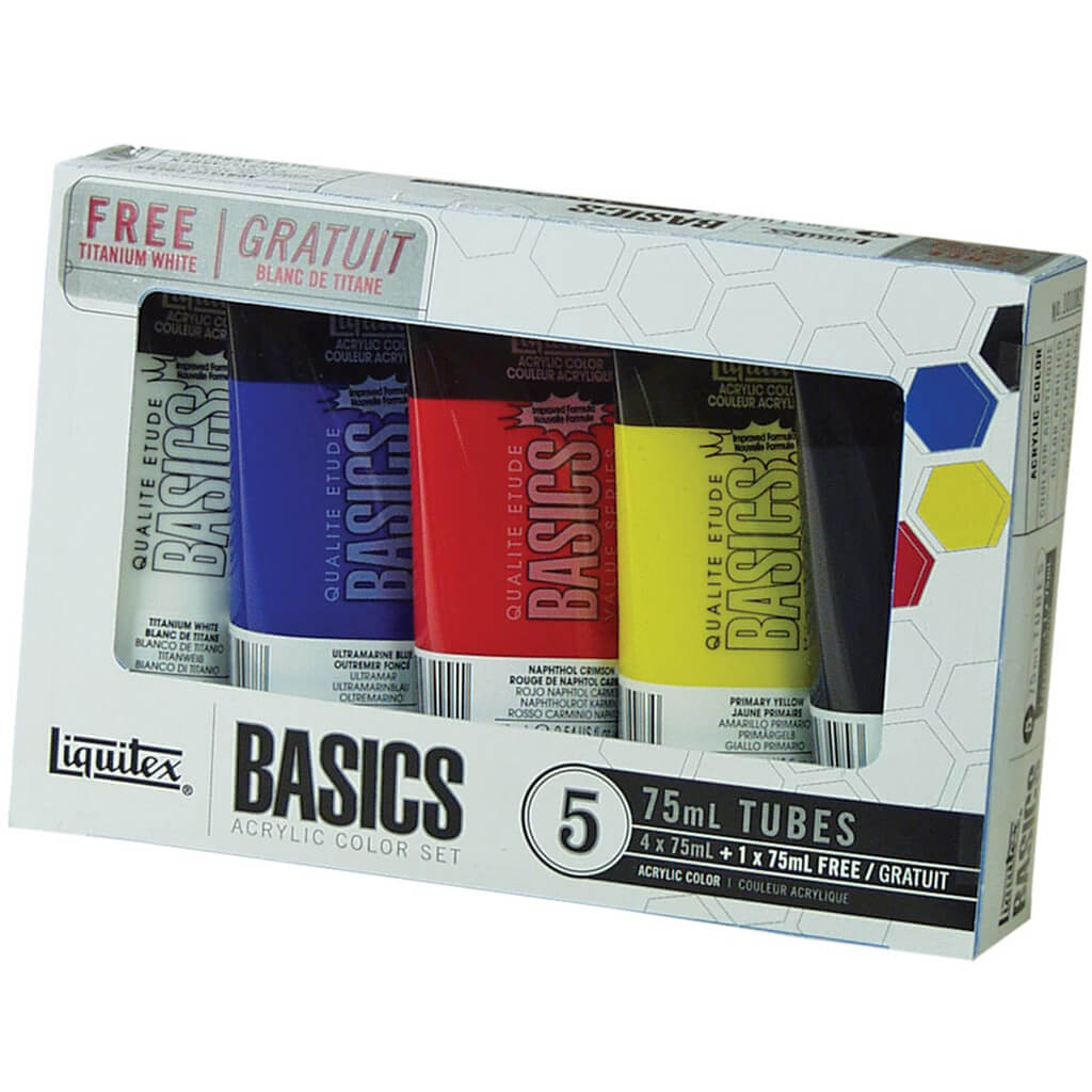 Liquitex BASICS Acrylic Paint Set of 5 75ml Tubes