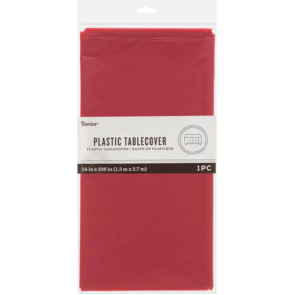 Rectangle Plastic Tablecover Red  54in X 108in