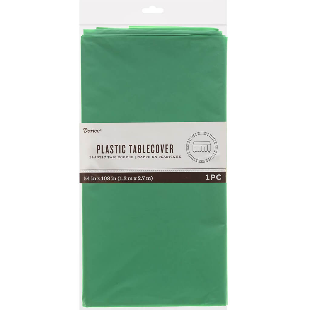 Rectangle Plastic Tablecover Emerald Green 54in X 108in