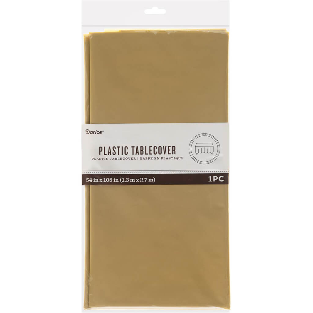 Rectangle Plastic Tablecover Gold  54in X 108in