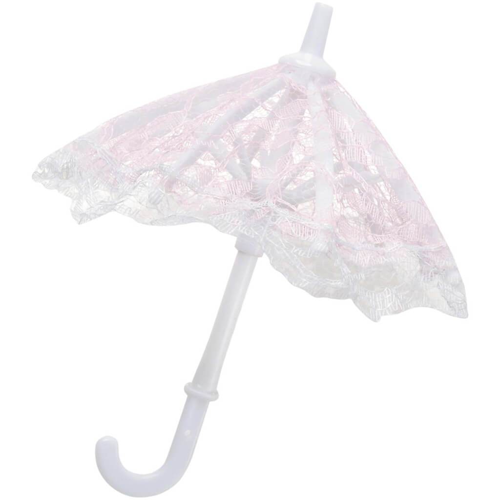 Mini Pink Lace Umbrellas 7in