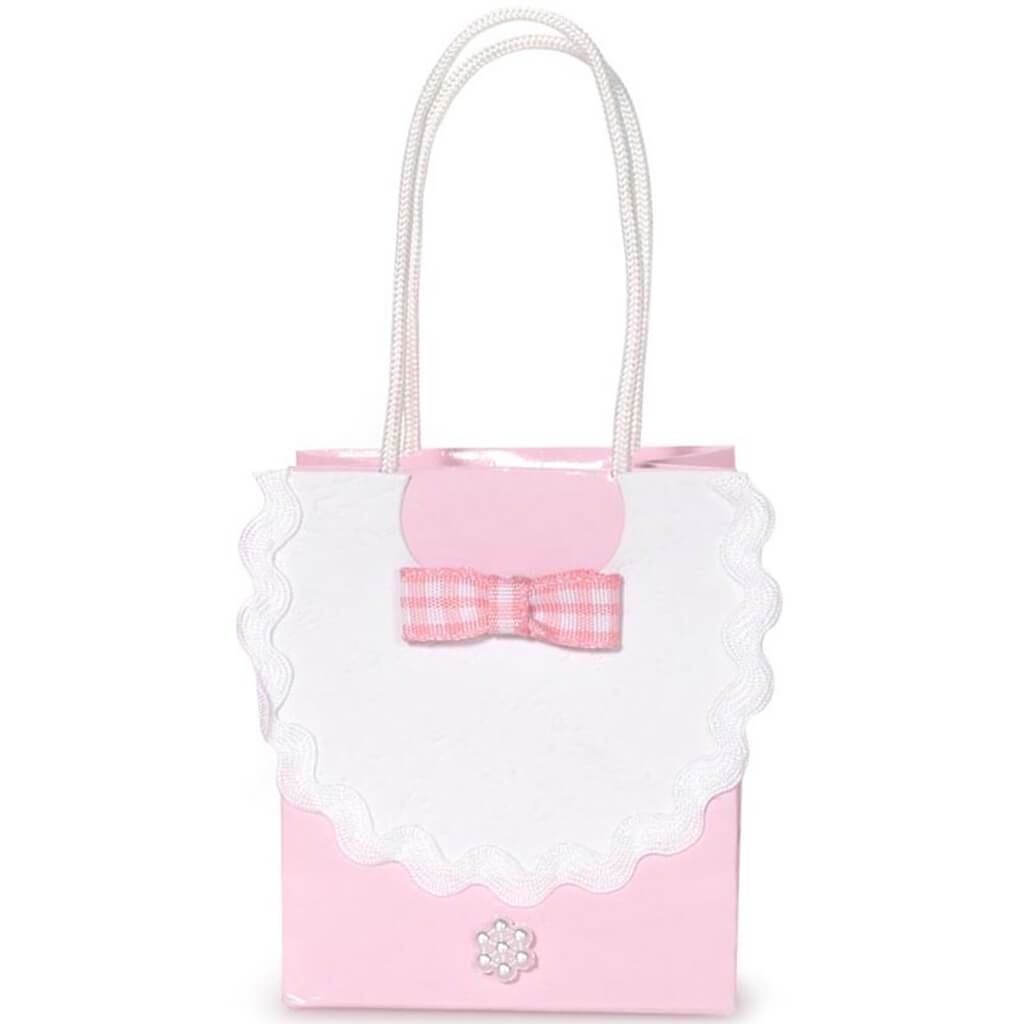 Pink Baby Bib Shower Gift Bag 3in