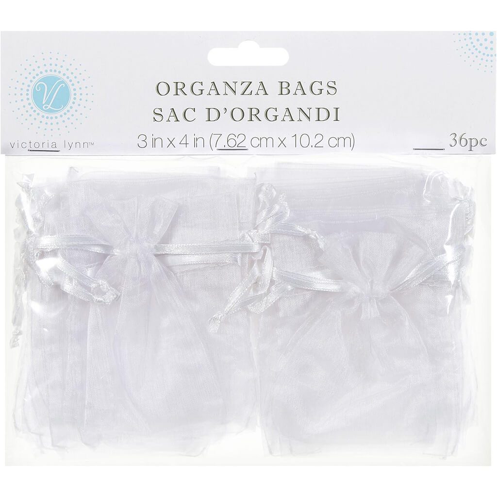 White Organza Bags 3in X 4in, 36pc