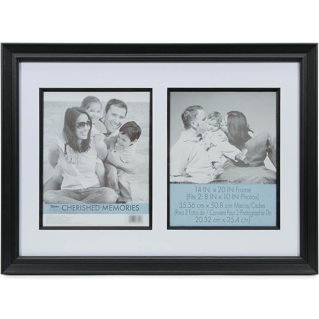 Cherished Memories Double Mat Frame - Black - 14 x 20