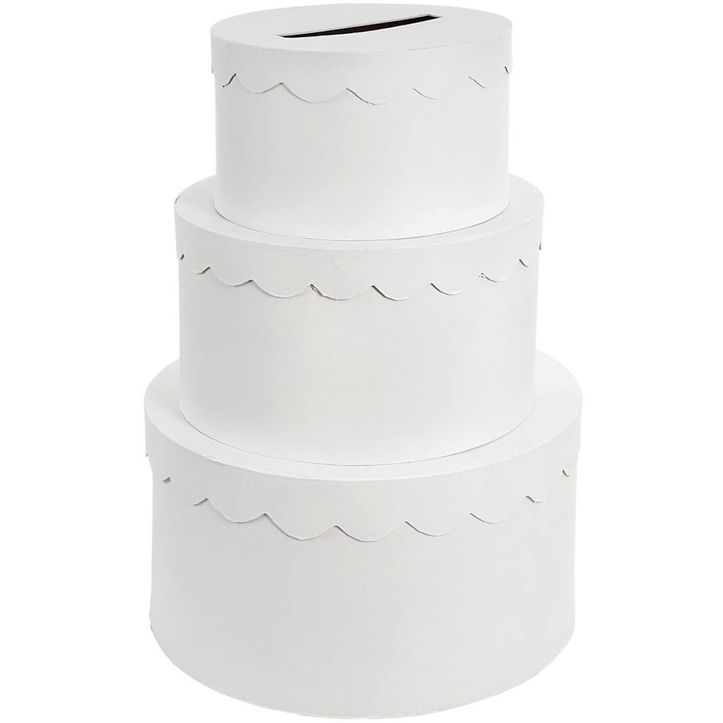 Paper Mache Cake Box, White