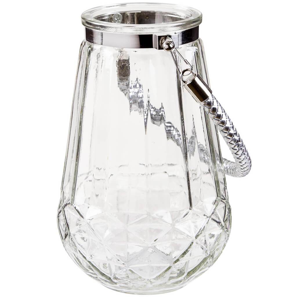 Clear Glass Lantern with Handle, 8in