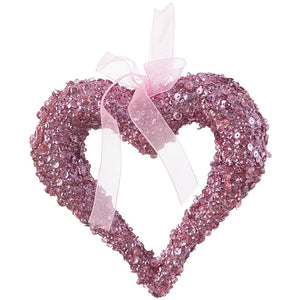 Wall Ornament Open Heart Pink, 6in
