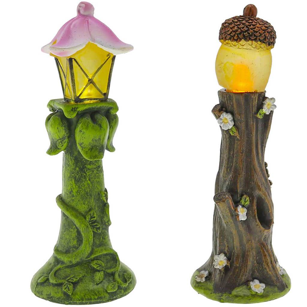 Figurine LED Light Acorn Tree Stump Lamp Post