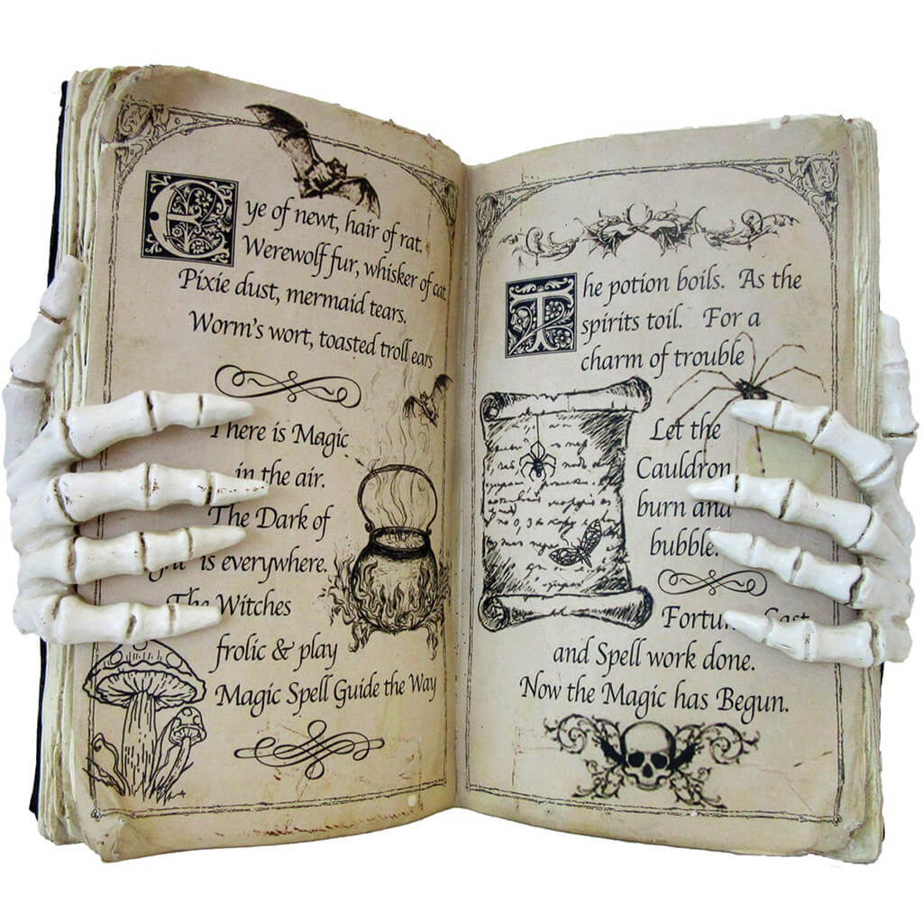 Skeleton Hand Potion Book Ivory