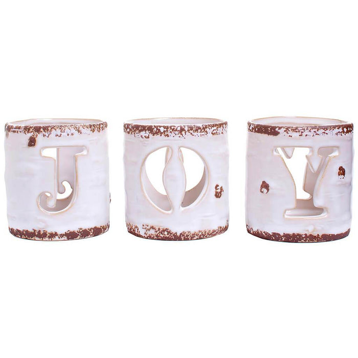 Ceramic Joy Candle Holder, 3pc