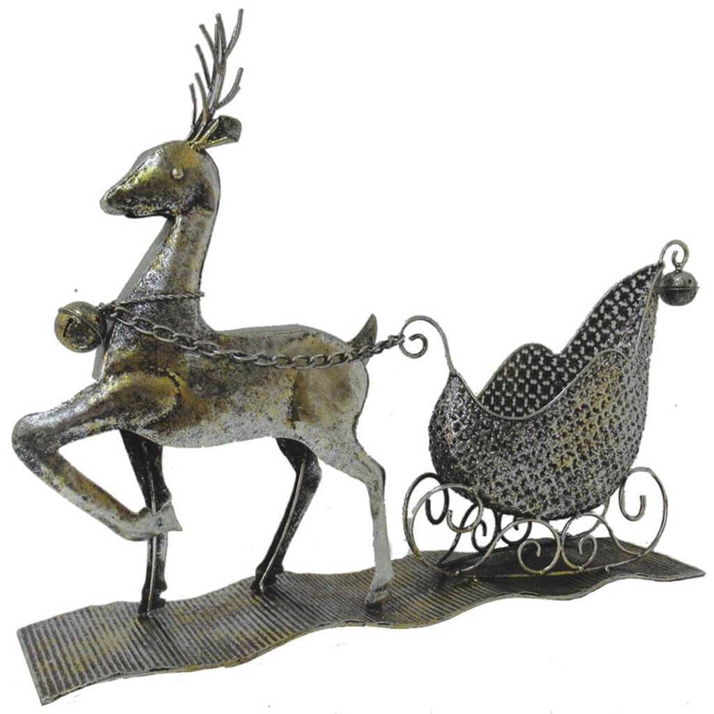 Christmas Sleigh Decor Iron Silver 24.5 x 18.5in