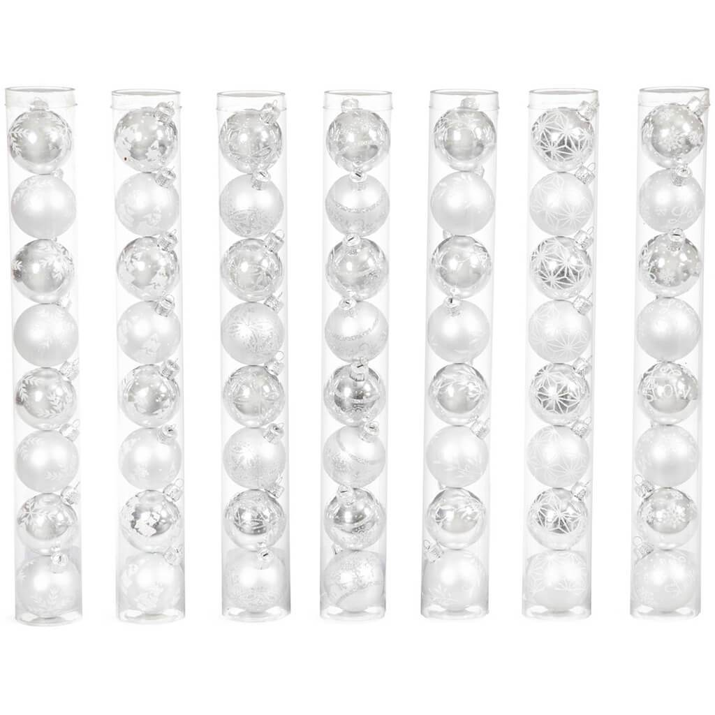 Plastic Ornament Ball 7 Assorted 45mm 8pc