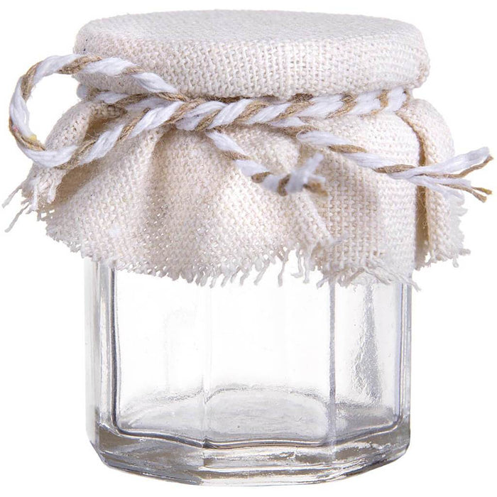 Glass Jar with Fabric Top Tie