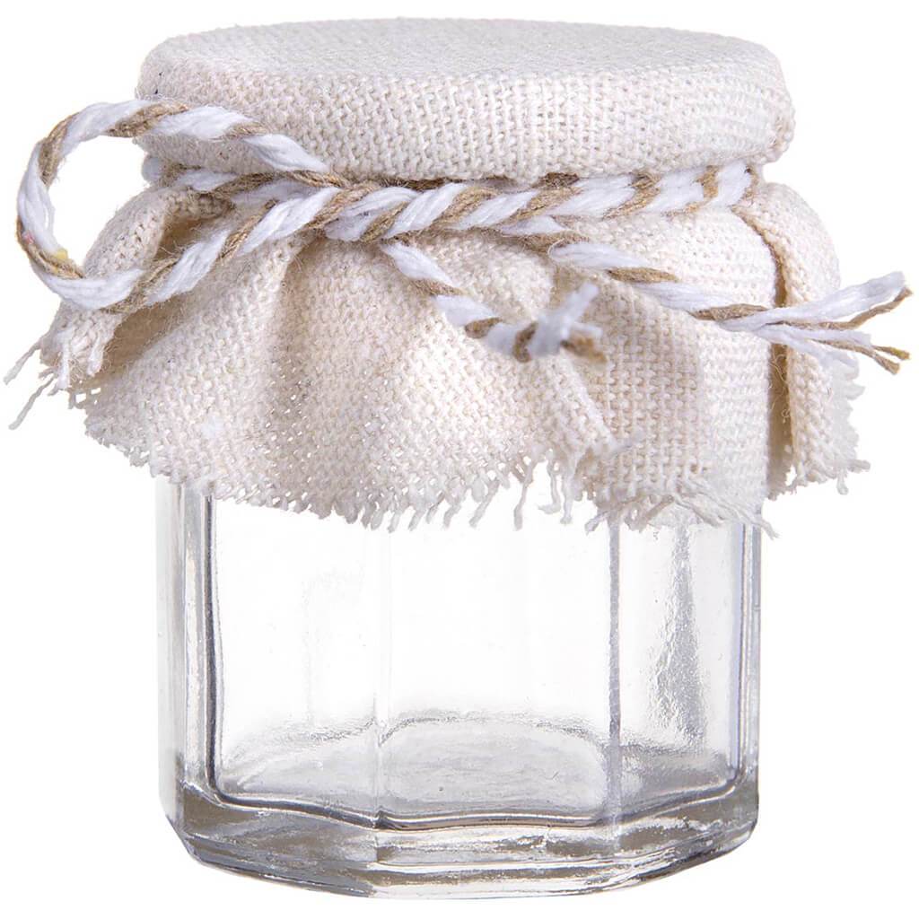 Glass Jar with Fabric Top Tie