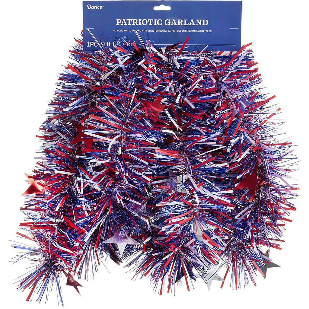 Patriotic Tinsel Garland 9ft