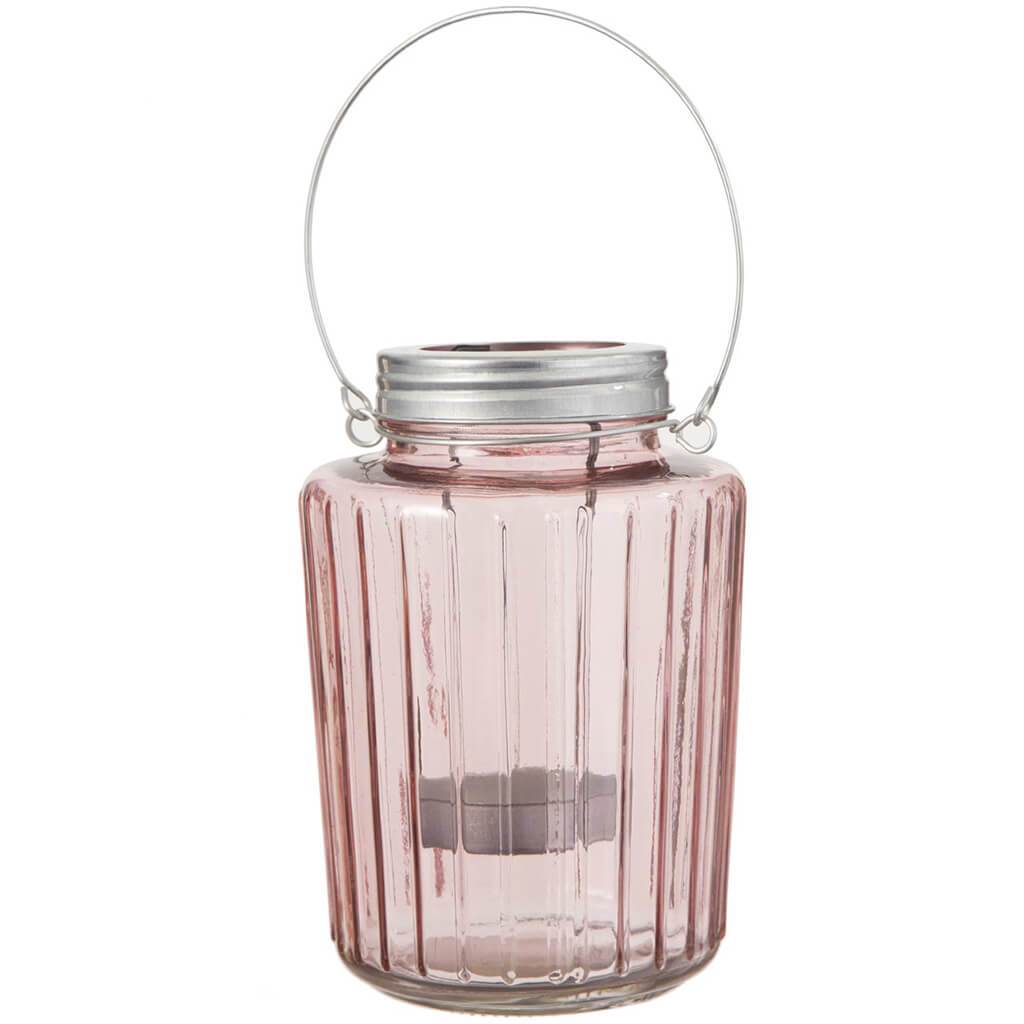 Mason jar Tealight Holder Pink, 5.5in X 7.5in