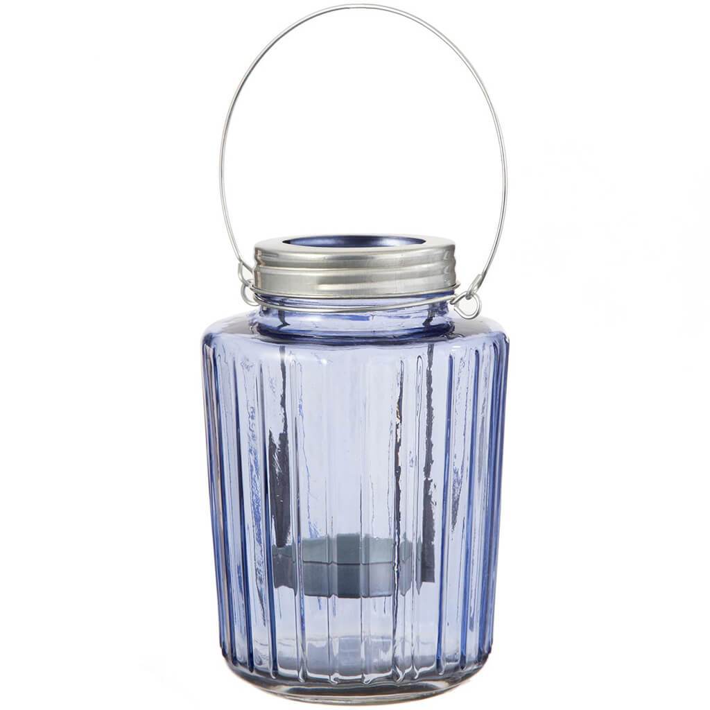 Mason jar Tealight Holder Blue, 5.5in X 7.5in