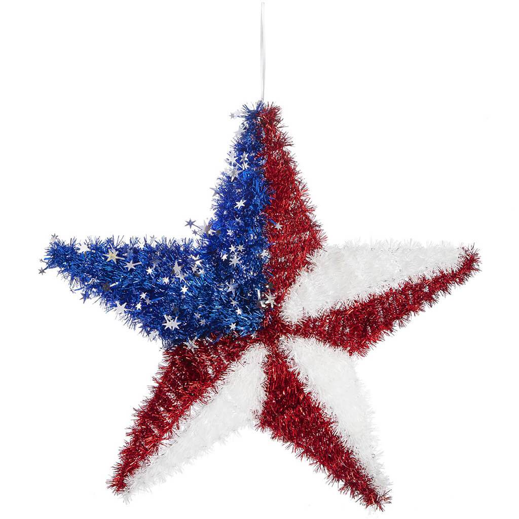 Patriotic Tinsel Star 17in X 18in