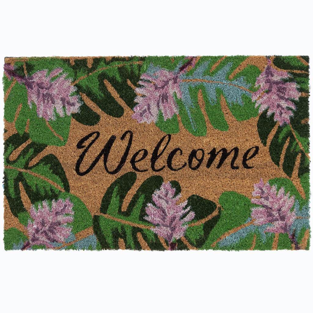 Coir Door Mat Welcome Fern 18in x 29in