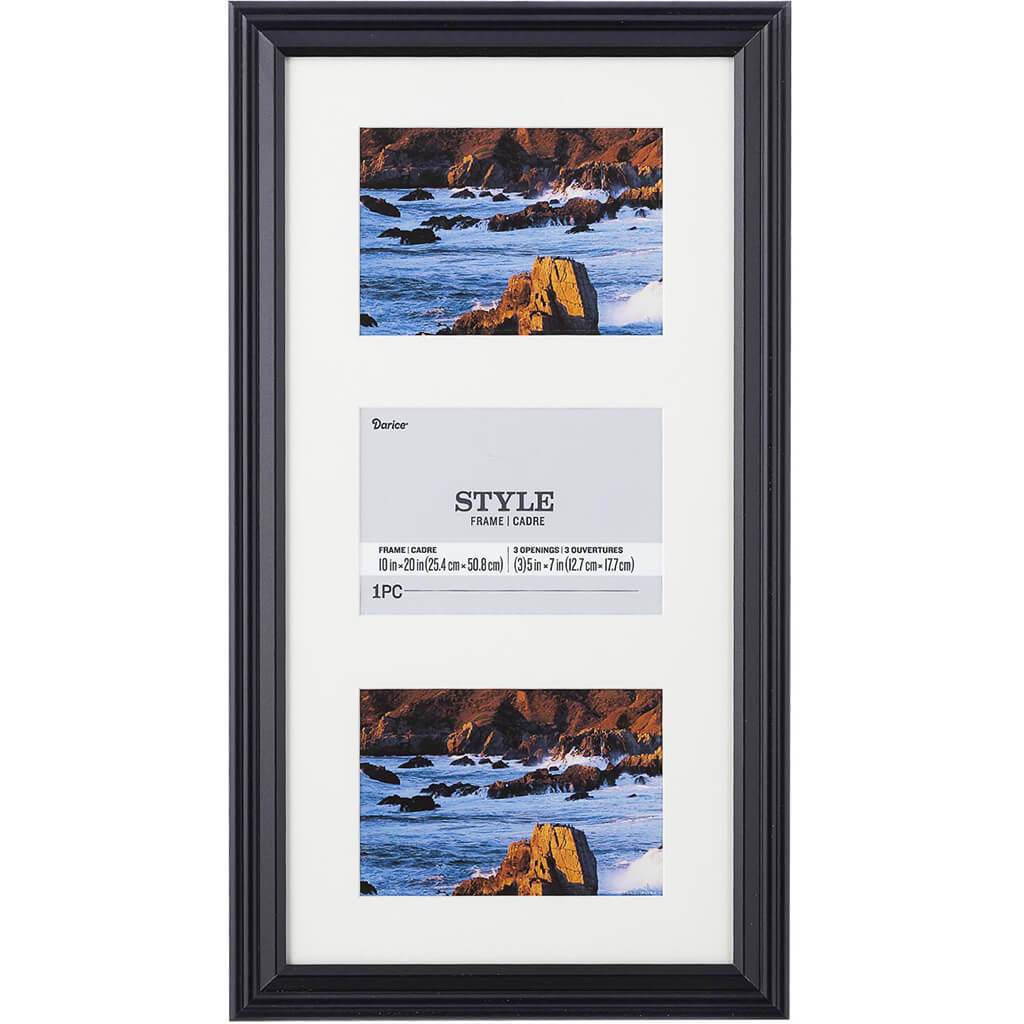 10 x 20 Picture Frame: 3 Photo, Black, 12.01 x 22 inches