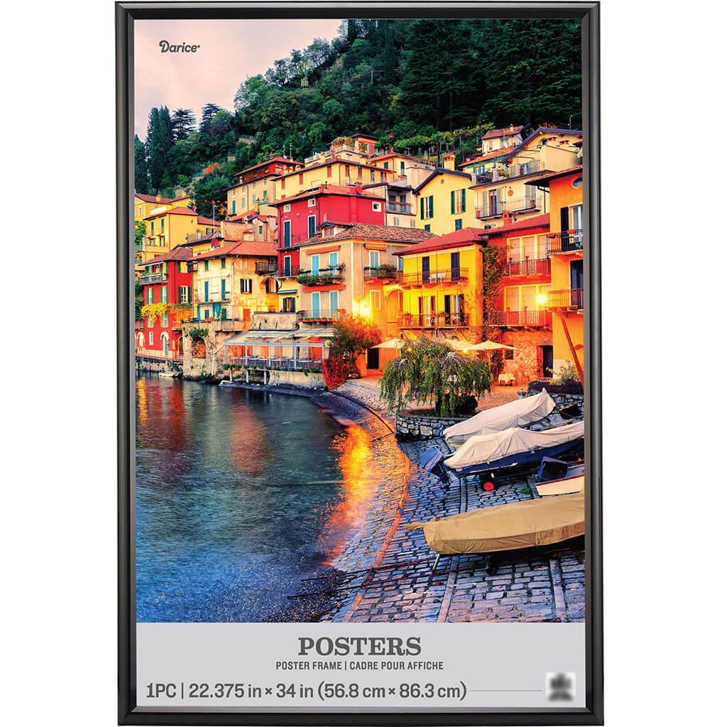 Poster Frame: Plastic, Black, 22.38 x 34 inches