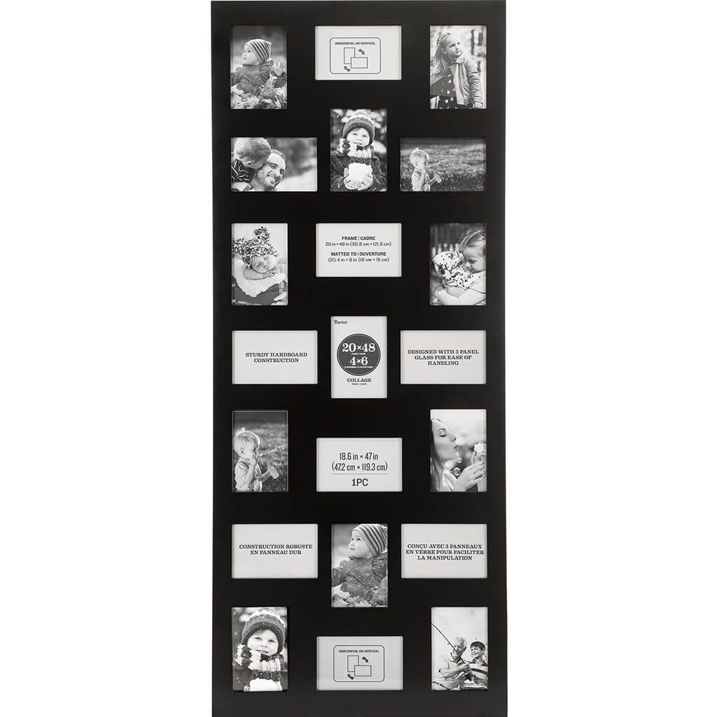 4 x 6 Picture Frame: 21 Photos, Black, 20 x 48 inches