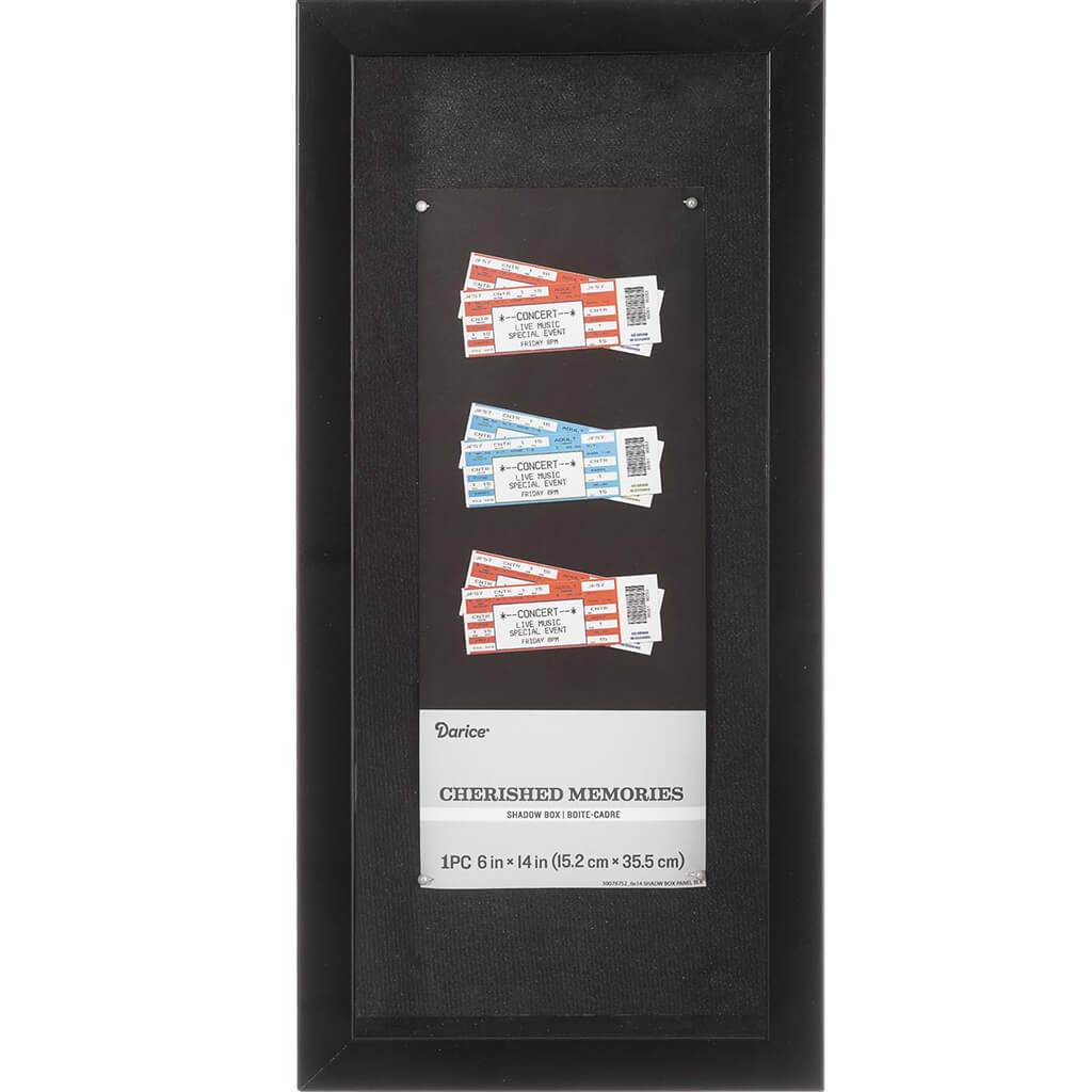 6 x 14 Shadowbox Frame: Black, 7.3 x 15.3 inches