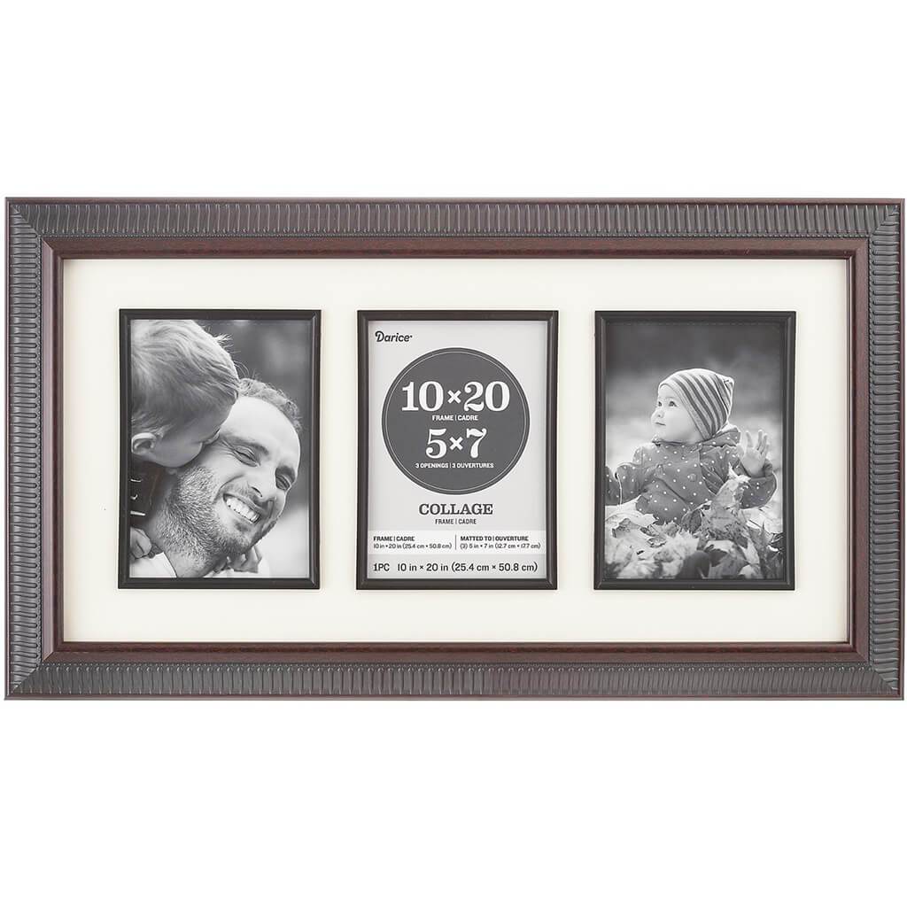 5 x 7 Picture Frame: 3 Photos, Black, 12.8 x 22.8 inches