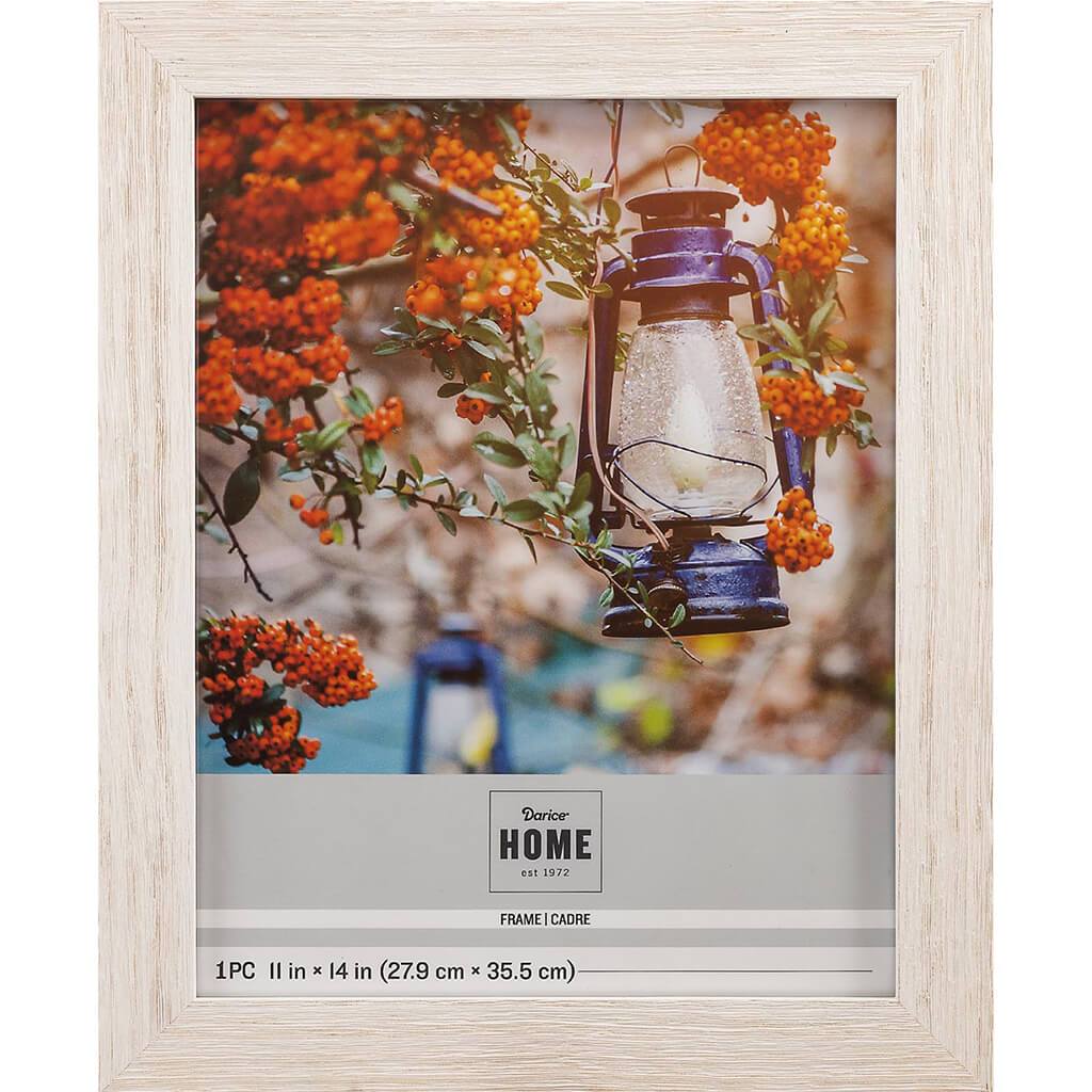 11 x 14 Picture Frame: White Distressed, 13.58 x 16.57 inches