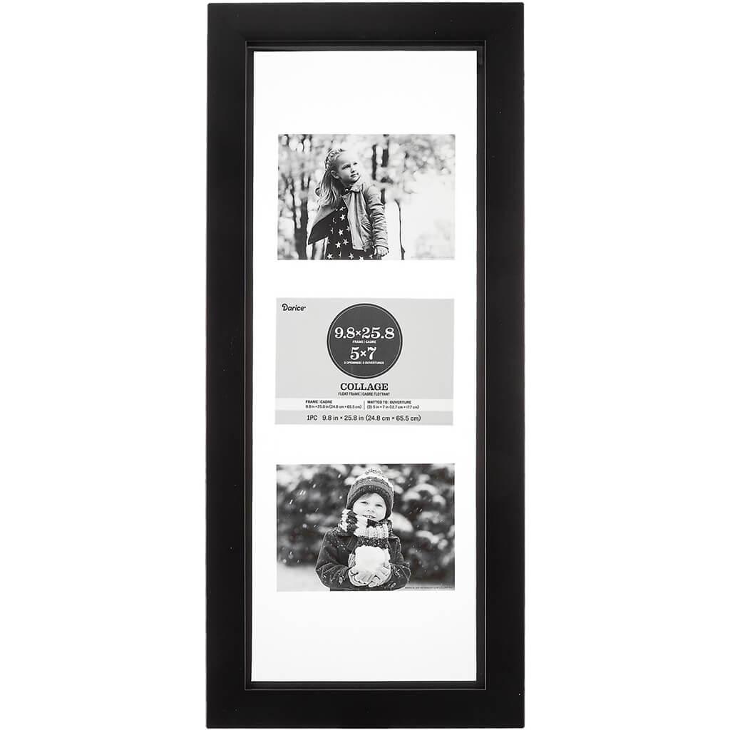 5 x 7 Collage Picture Frame: 3 Photos, Black, 9.5 x 25.8 inches