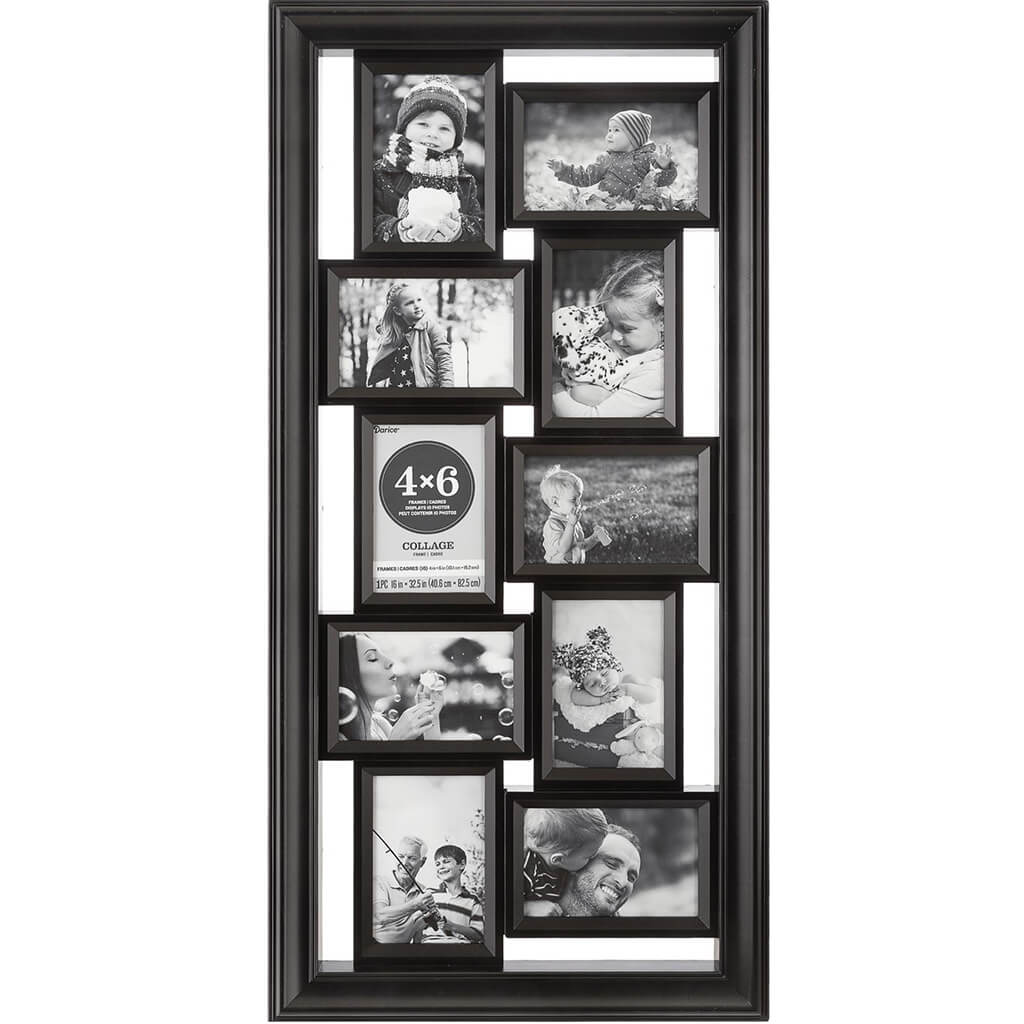 4 x 6 Collage Frame: 10 Photo, Black, 16 x 32.5 inches