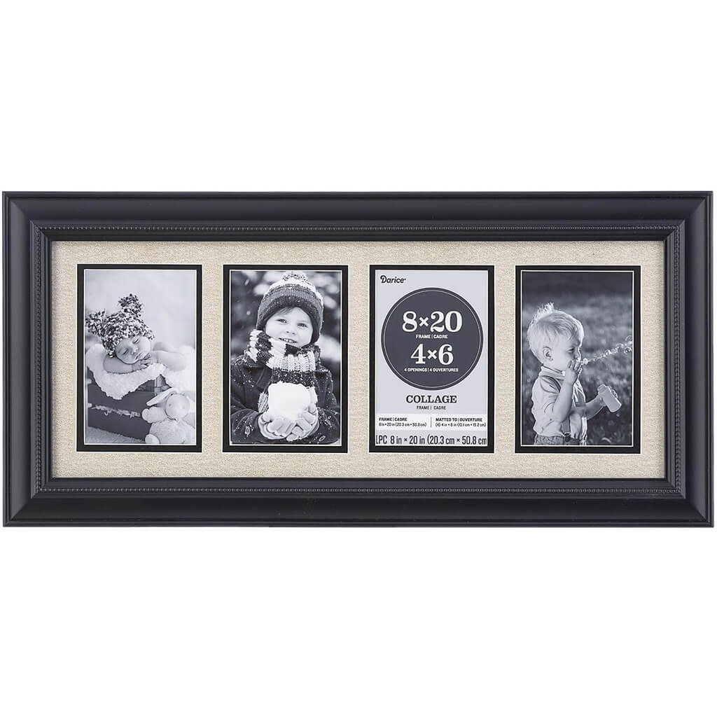 4 x 6 Collage Frame: 4 Photo, Black, 22.44 x 10.98 inches