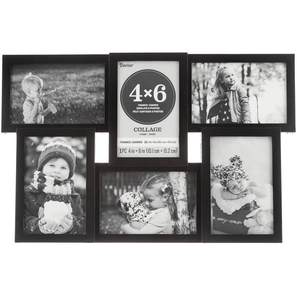 4 x 6 Collage Frame: 6 Photo, Black, 17.72 x 11.81 inches